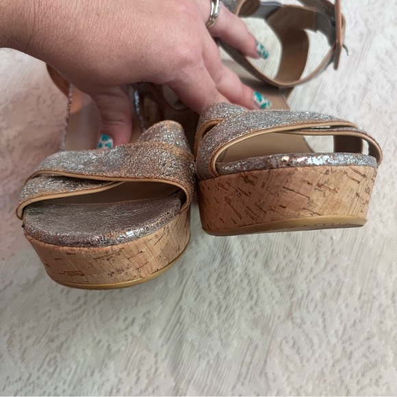 Stuart Weitzman Annex Penny cracked metallic ankle wedges - Picture 8 of 11